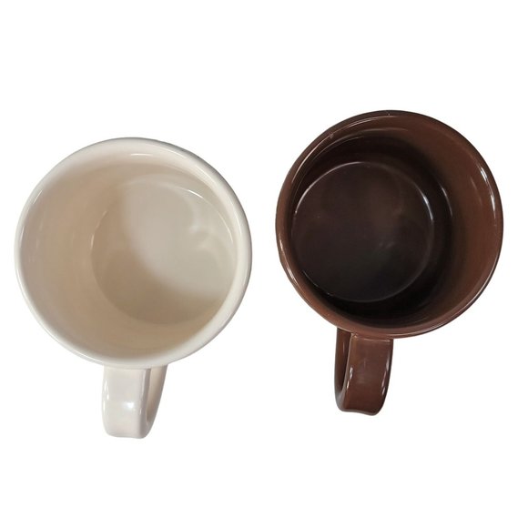 Starbucks Europe Map Stackable Mugs Set Of 2 Brown Cream 10fl oz Red Dots 2009 - Picture 9 of 13